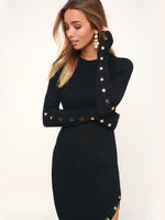 Load image into Gallery viewer, Button Side Slit Ribbed Knit Midi Dress
