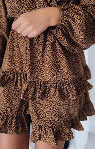 Leopard Print Ruffled Dress