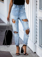 Load image into Gallery viewer, Paperbag Waist Ripped Jeans
