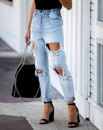 Load image into Gallery viewer, Paperbag Waist Ripped Jeans
