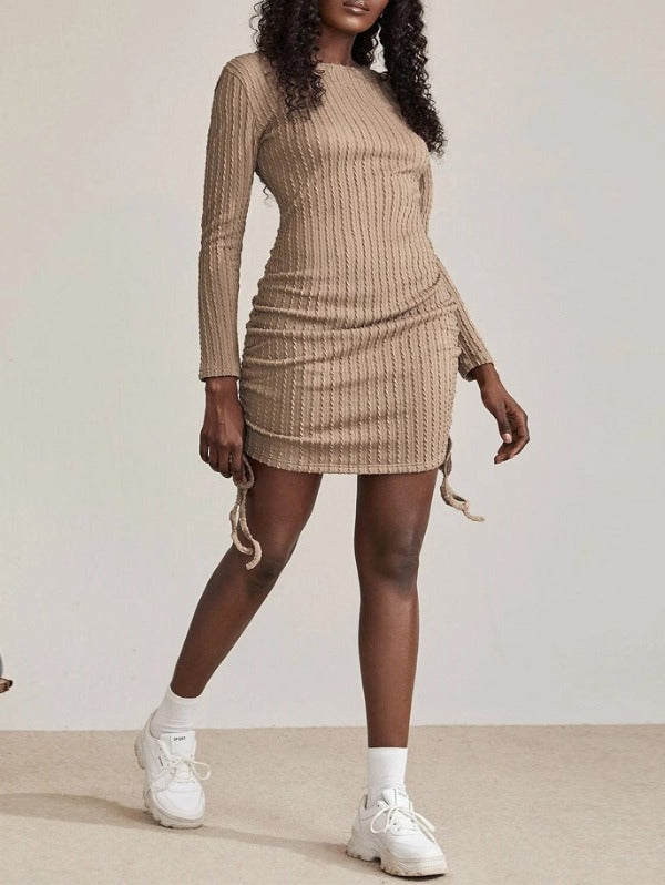 Cable Knit Ruched Dress