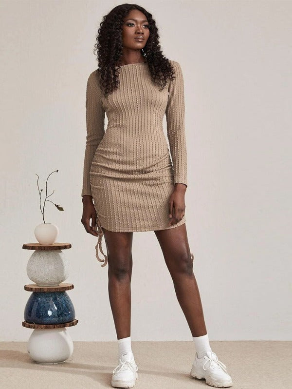 Cable Knit Ruched Dress