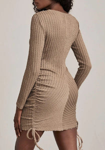 Cable Knit Ruched Dress