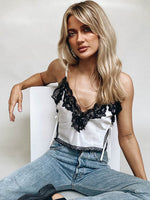 Load image into Gallery viewer, Satin Lace Crop Top
