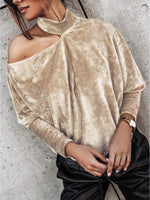 Load image into Gallery viewer, Velvet Shoulder Cutout Top
