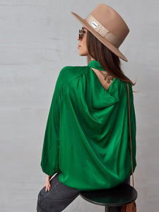 Draped Back Satin Blouse