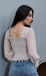 Load image into Gallery viewer, Floral Smocked Chiffon Crop Top
