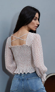 Floral Smocked Chiffon Crop Top