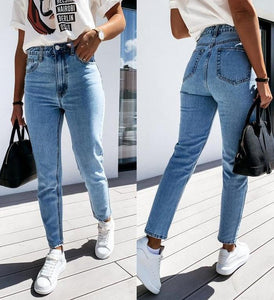 High Waist Straight Leg Denim Jeans