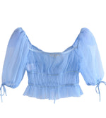 Load image into Gallery viewer, Puff Sleeves Tulle Crop Top
