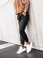 Load image into Gallery viewer, Pocketed Drawstring Faux Leather Joggers
