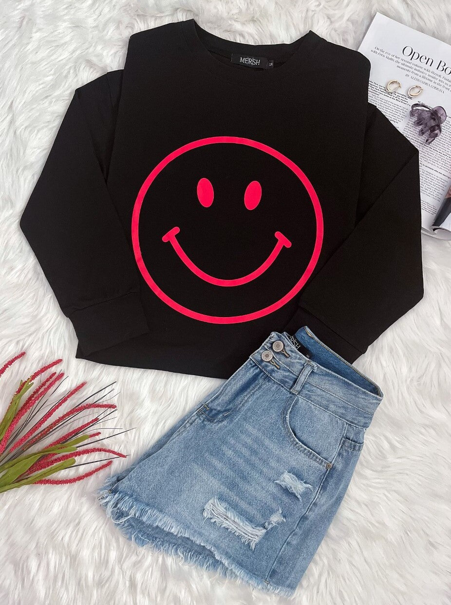 Smiley Face Graphic Sweatshirt