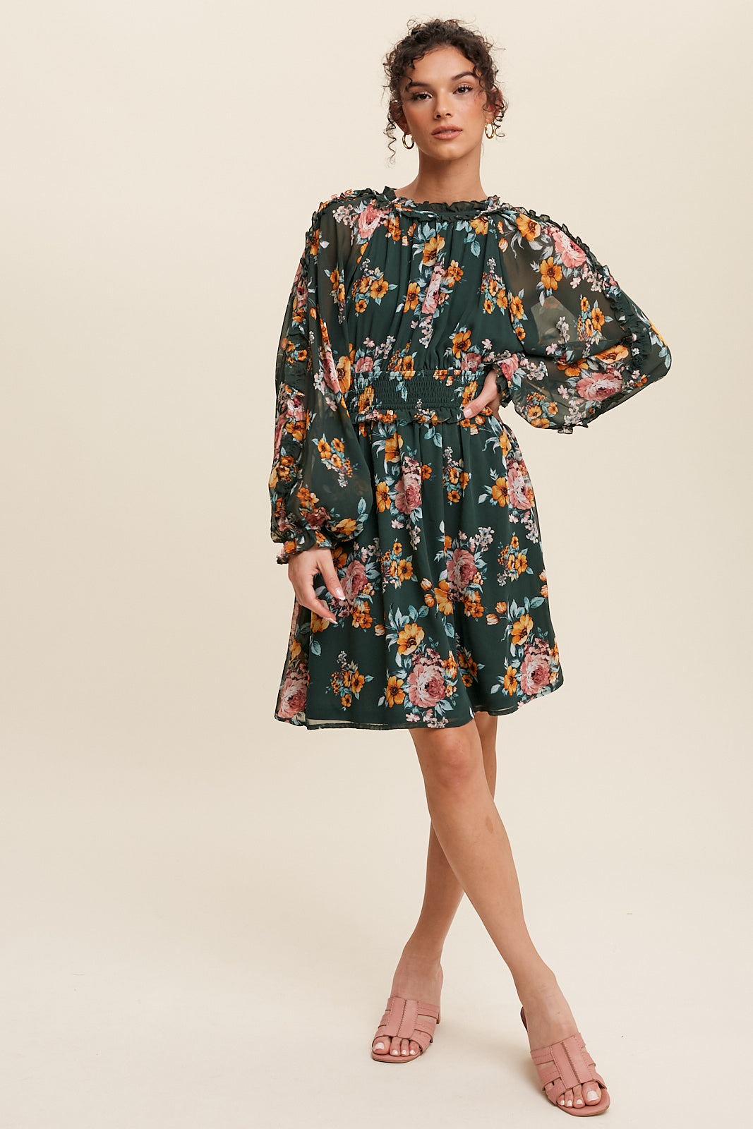 Amapola Floral Ruffled Chiffon Dress