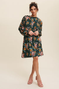 Amapola Floral Ruffled Chiffon Dress