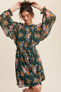 Amapola Floral Ruffled Chiffon Dress