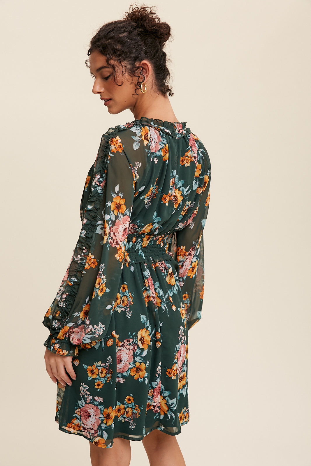 Amapola Floral Ruffled Chiffon Dress