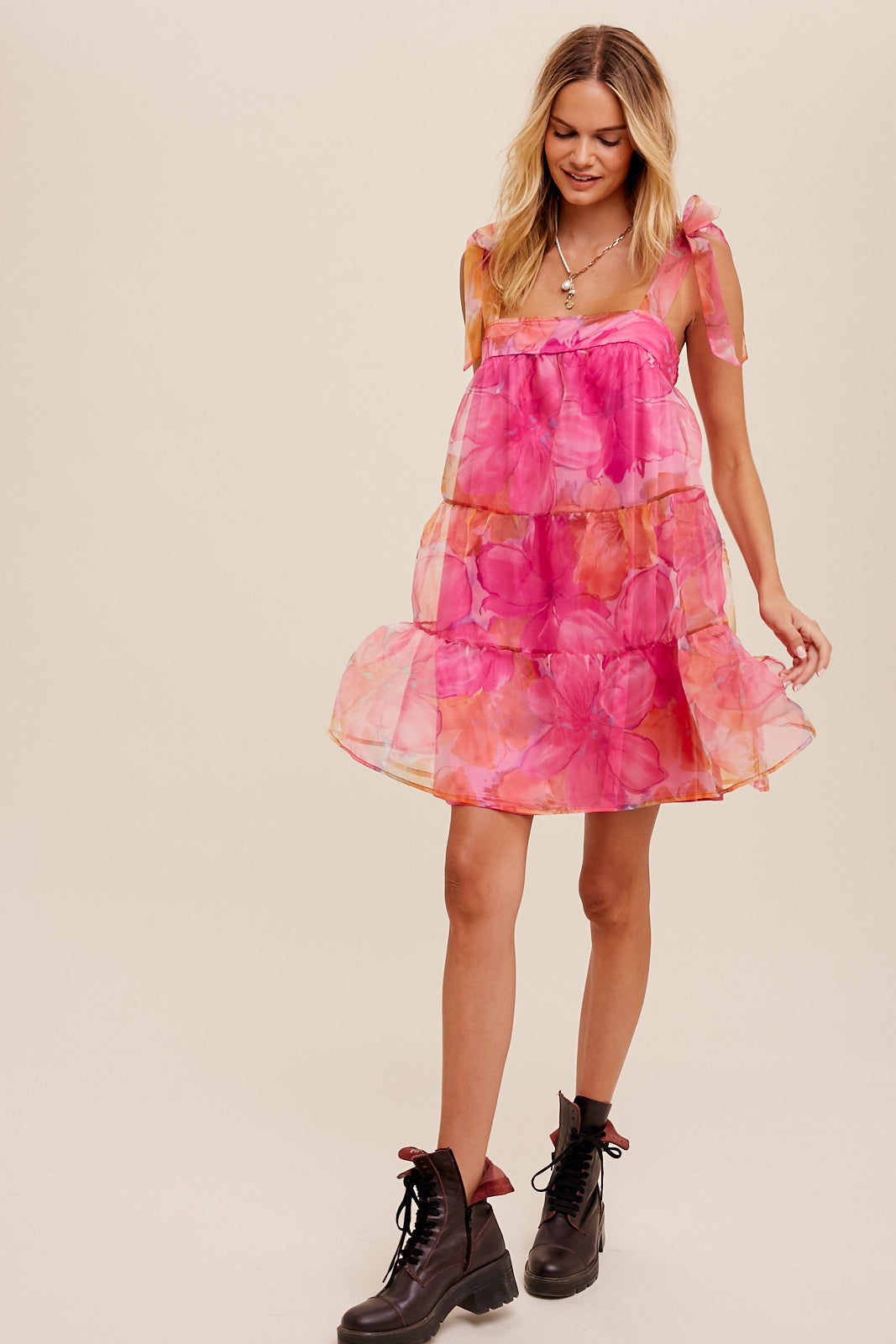 I Love Pink Organza Mini Dress