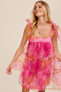 I Love Pink Organza Mini Dress