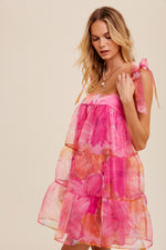 Load image into Gallery viewer, I Love Pink Organza Mini Dress
