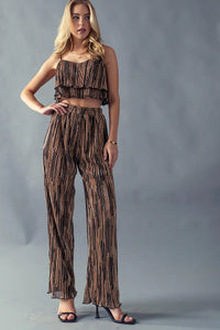 Just Shine Metallic Striped Pants - Matching Set