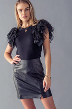 Load image into Gallery viewer, Night Out Sequin Ruffle Sleeve Top
